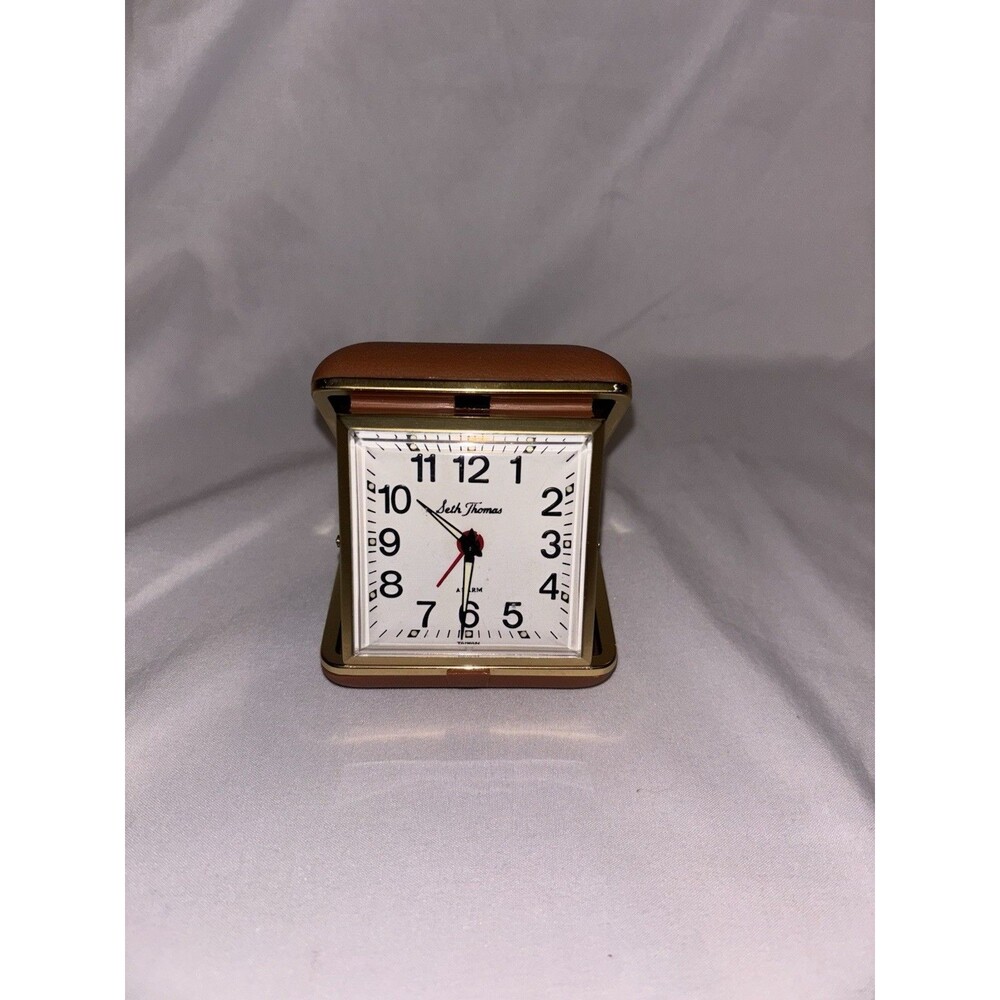 Vintage Seth Thomas Folding Travel Alarm Clock - 3” - Untested
